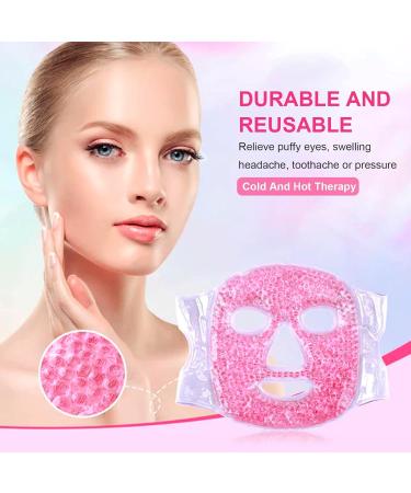MUNSKT Cooling Mask Gel Beads Hot & Cold Soothing Therapy Reusable Ice Mask with Elastic Band for Migraine Sinus Pain Inflammation Face Puffiness Dry Eyes Headache Hangover - Buy Online on GoSupps.com