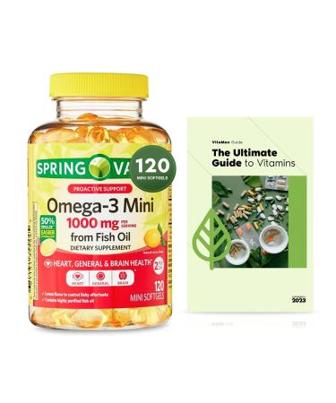 Proactive Support Omega-3 Mini from Fish Oil Dietary Supplement 1000 mg 120 Count + Exclusive Vtmx Vitamin Guide (2 Items)