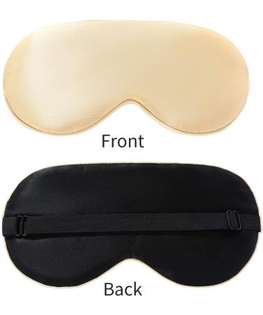 2-Pack Natural Silk Eye Mask Set with Adjustable Straps - Black and Champagne | SHJINJU Sleep Eye Mask Shade for Puffy Eyes - Buy Online on GoSupps.com