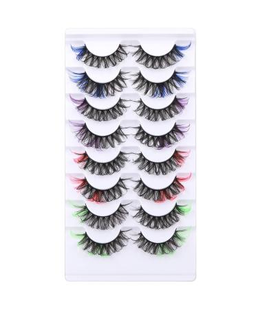 Colored 5D Mink False Eyelashes - 8 Pairs by GODDVENUS | D Curl Strip Lashes for Natural Wispy Look and Salon Perfect Results - Buy Online on GoSupps.com