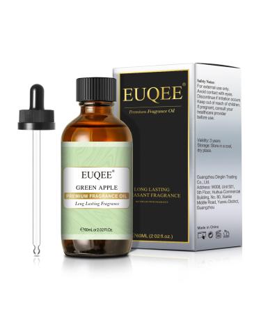 EUQEE Green Apple Fragrance Oil 60ml Premium Grade Aromatherapy Fragrance Oils Essential Oils for Diffusers for Home DIY Candle Making Green Apple 60.00 ml (Pack of 1)
