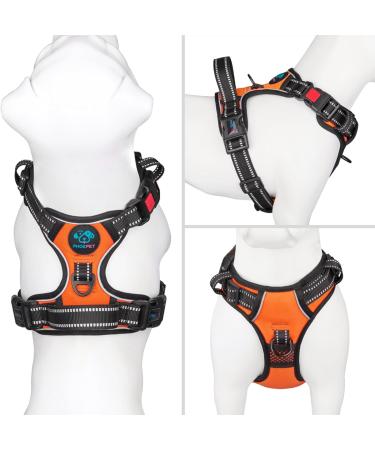 Phoepet Orange Dog Harness for Small Dogs - Adjustable Reflective Vest with Front Clip Handle & 2 Metal Rings | Easy On/Off (Size L) - Buy Online on GoSupps.com