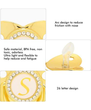 Alomejor Curved Baby Pacifier - 26 Letters Safe Materials Healthy Bling with Clips | 6-18 Months | Golden Color - Buy Online on GoSupps.com