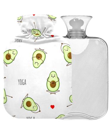 NAANLE YOGA AVOCADO hot bottle with reference transparent hot water bottle 1L heat bottle for bed handfoot heat pain relief heat and cold therapy