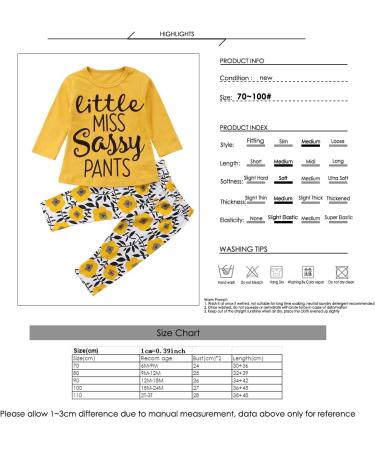 Puseky Toddler Baby Girls Cute Letter Print Shirt Floral Pant Outfit Set, 12-18 Months Yellow - Buy Online on GoSupps.com
