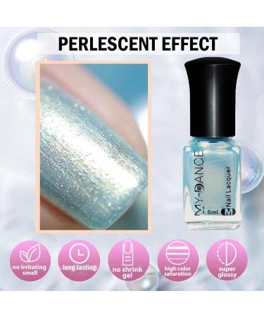 Nail Polish Blue Glitter Nail Polishes Pearl Chrome Nail Varnish Quick Drying & Long Lasting Mermaid Nail Color Gel No Need Cure Holo Nail Gel for Women Girls Manicure DIY at Home BK008 - Buy Online on GoSupps.com