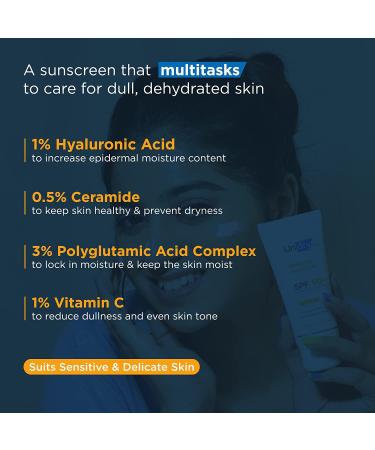 Hydrating Sunscreen for Dry Skin - Lightweight SPF 50 Broad Spectrum Sun Cream with HA & Ceramide | International Shipping - Buy Online on GoSupps.com