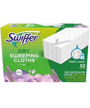 Swiffer Sweeper Dry Sweeping Pad, Multi Surface Refills for Dusters Floor Mop with Febreze Lavender Scent, 52 Count