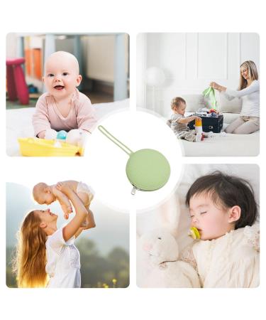 Aibyks Silicone Pacifier Holder - Portable Round Storage Bag for Travel | Zippered Silicone Container for Jewelry & Keys - Green B - Buy Online on GoSupps.com