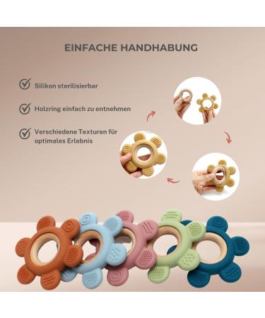 Caja Bei ring Baby | Zahnungshilfe Bitering Flower | Silicone Baby Accessories for 3+ Months - Coffee - Buy Online on GoSupps.com