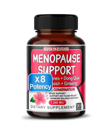 AUMETO Ultra Menopause Support for Women 7850 mg - Maximum Potency with Soy Isoflavones Dong Quai Black Cohosh - Reduce Hot Flashes and Night Sweats Mood Support (90 Count (Pack of 1)) - Buy Online on GoSupps.com
