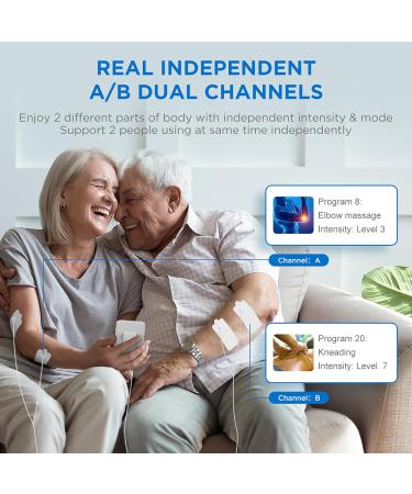 NURSAL Dual Channel TENS Unit - Pain Relief Muscle Stimulator with 16 Pads 24 Modes & Touchscreen for Easy Use - Perfect for Seniors - Buy Online on GoSupps.com
