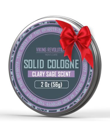 Viking Revolution Clary Sage Mens Solid Cologne Men 2 Oz - Men Solid Perfume with Clary Sage Cologne for Men - Balm Cologne for Mens Cologne Balm Travel Cologne Wax (1 pack Clary Sage) Clary Sage 2 Ounce (Pack of 1)
