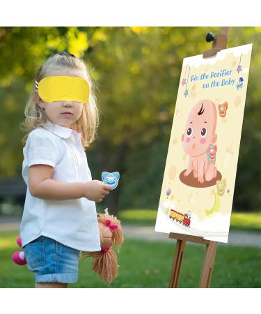 Hooqict Pin the Pacifier on the Baby Game Poster | Baby Shower Games Party Favors with 72pcs Stickers | Boys Girls Birthday Party Supplies - Buy Online on GoSupps.com