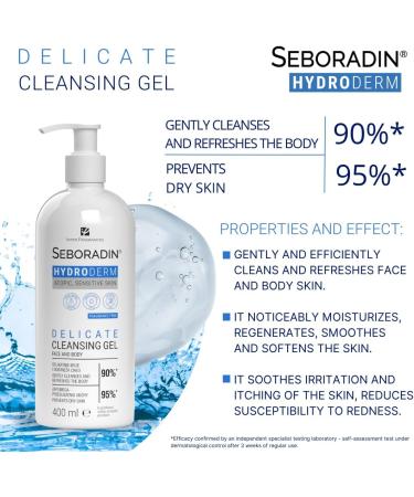 Seboradin Hydroderm Shower Gel For Women And Men For Sensitive Dry Atopic Skin Wash Gel For Face And Body With D-Panthenol Emollient Cottonseed Oil 400ml - Buy Online on GoSupps.com