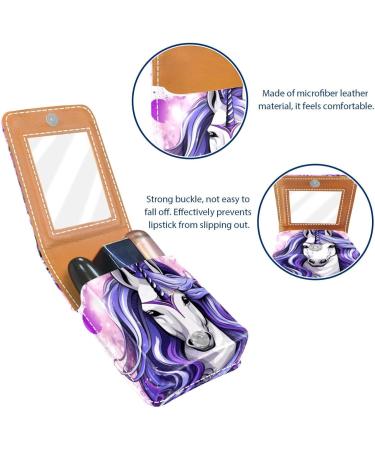 Travel Lipstick Organizer Case | Portable Makeup Bag with Mirror | Unicorn Purple Pattern | Shop Now - Buy Online on GoSupps.com