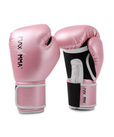 MaxxMMA Pro Style Boxing Gloves for Men & Women, Training Heavy Bag Workout Mitts Muay Thai Sparring Kickboxing Punching Bagwork Fight Gloves Rose Gold 10 oz.