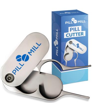 Pill Cutter Splitter by Pill Mill - Metal Blades That Will Never Dull - Grip Handle Helps to Cut Small or Large Pills with Ease - Light and Durable Tablet Divider - Perfect Medicine Slicer for Travel