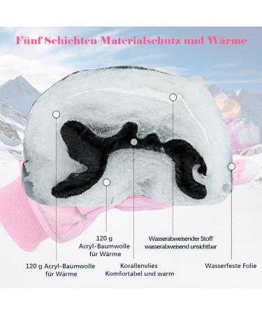 Kazaigou Winter Gloves for Kids | Snow Down Shoes & Ski Gloves for Ages 4-9 | Windproof & Warm Fleece | Ideal for Girls & Boys | Perfect for Skiing & Cycling - Moss Pink - Buy Online on GoSupps.com