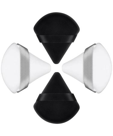 Powder Puffs Face Triangle Powder Puff Velvet Setting Makeup Puff Reusable Wet Dry Make Up Foundation Sponge for Pressed/Loose Powder Under Eyes Concealer Puff Make-up Brushes & Tools Applicator black white 4pcs