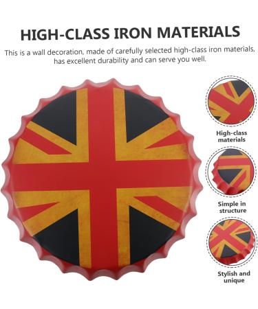 PRETYZOOM American Flags Beer Cap Pendant Vintage Decor Vintage Home Decor Iron-art Wall Hanging Picture Tin Painting Metal As Shown 36X36X4CM - Buy Online on GoSupps.com