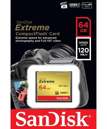 SanDisk 64GB Extreme CompactFlash Memory Card UDMA 7 - Up To 120MB/s Speed - SDCFXSB-064G-G46 - Buy Online on GoSupps.com
