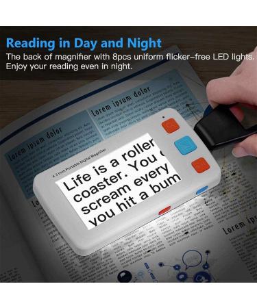 Electronic Reading Aid Digital Magnifier with 4.3 inch 4x-32x Dimmable LEDs with TV Output for Reading Kids The Brightest & Best Reading Magnifier - Buy Online on GoSupps.com
