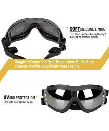 CATHERIS Dog Sunglasses Waterproof And Windproof Dog Goggles Anti-UV Sun Protection Dog Glasses Adjustable Elastic Fit For Large Medium And Small Dogs Black - Buy Online on GoSupps.com
