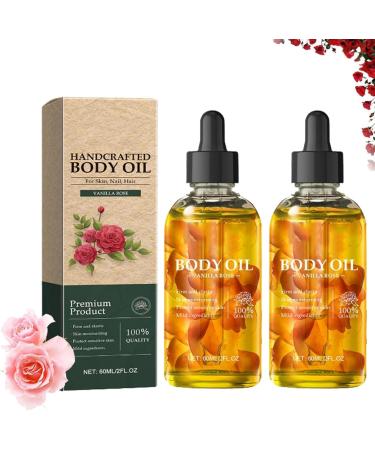 FLLUOUZH Vanilla Rose Body Oil Handcrafted Premium Grade Oil for Skin and Hair Natural Body Moisturizing Oil Body Oil After Shower Nourishing Skin Nails and Hair LongLast 2pcs