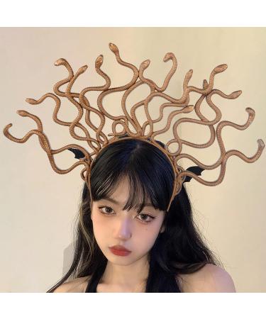 Women Headband Halloween Novelty Snake Headpiece Fancy Dress up Headdress Carnival Party Fancy Dress Mardi Gras Cosplay Masquerade Costume Role Play Party Decor All Golden - Buy Online on GoSupps.com