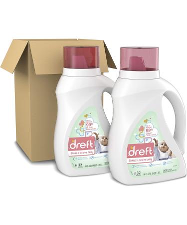 Dreft Stage 2 Baby Laundry Detergent Liquid Soap for Newborn & Infant HE - 64 Total Loads, Hypoallergenic & Gentle on Sensitive Skin - 50 Fl Oz (Pack of 2) - Buy Online on GoSupps.com