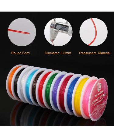 BFANGZ 0.8mm Elastic String Cord Rope for Jewelry Making - 10 Pcs Colorful Stretch String Cord (80M) - Black, Coffee, Green, Orange, Yellow - Buy Online on GoSupps.com