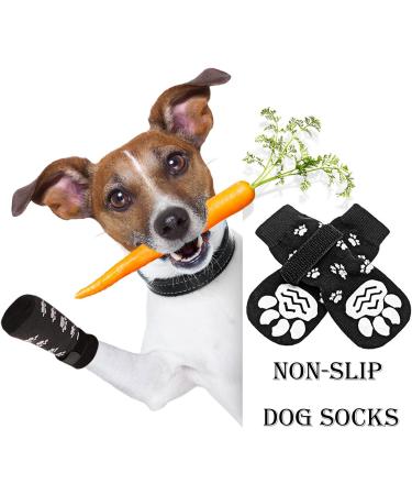 BEHAHAI Anti Slip Dog Socks - 2 Pairs, Pet Paw Protector for Traction Control on Hardwood Floors - Black (Size M) - Buy Online on GoSupps.com