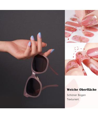 Danni & Toni Half Hardened Gel Nail Films - Rose Horizon | Blue Pink Gradation Glossy UV Gel Nail Foil Stickers - Self-Adhesive 28 Pack - Buy Online on GoSupps.com