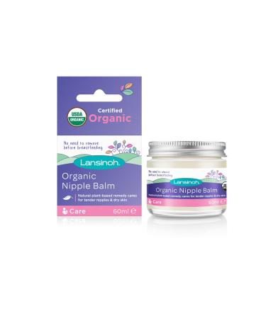 Lansinoh Organic Nipple Balm 60ml Natural Breastfeeding Cream Tasteless Odourless Dry Skin Nipple Cream Breast-feeding Pregnancy Creams Hospital Bag Maternity Essentials Postpartum Essentials New Mum