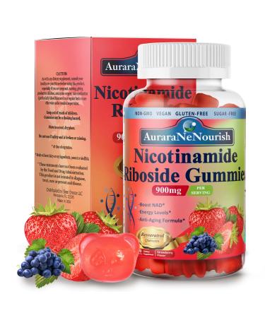NAD Supplement Gummies Sugar-Free, NAD Nicotinamide Riboside Resveratrol 900mg w. Quercetin, Collagen Biotin & Vitamin, High Potency NAD Resveratrol Supplements for Anti Aging, Energy, Focus Strawberry 60 Count (Pack of 1)