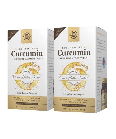 Solgar Full Spectrum Curcumin - 90 LiCaps Pack of 2 - Superior Absorption - Brain Joint & Immune Health - Non-GMO Vegan Gluten Free Dairy Free - 180 Total Servings