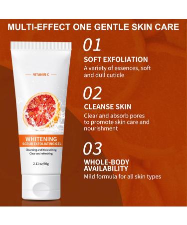 Orange Exfoliating Whitening Gel Vitamin C Face Exfoliator Scrub Whitening Scrub Exfoliating Gel Deep Cleansing Exfoliating Face Wash Exfoliating Face Scrub For Men & Women Face Body Skin - 60g - Buy Online on GoSupps.com