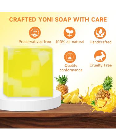 Organic 3 PCS Yoni Soap Bar | pH Balance Feminine Wash | Handmade Natural Deodorant for Women | Pineapple Scented Body Wash - Buy Online on GoSupps.com