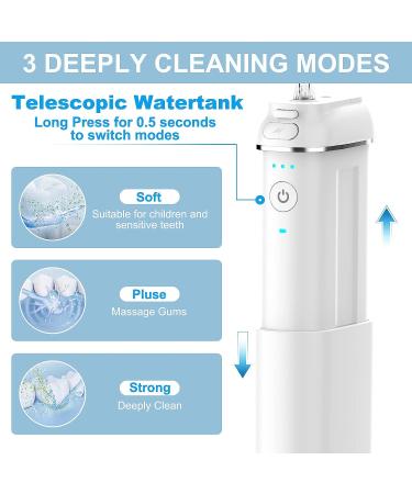 TEMEI Portable Water Flosser - Mini Cordless Oral Irrigator for Teeth and Gums - 3 Modes, 5 Jet Tips, IPX8 Waterproof, USB Rechargeable - Off White - Buy Online on GoSupps.com
