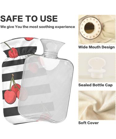 Naanle Stripes Cherry Berry Hot Water Bottle 1L - Transparent Cover for Pain Relief & Warmth | Ideal Hand & Feet Warmer - Buy Online on GoSupps.com