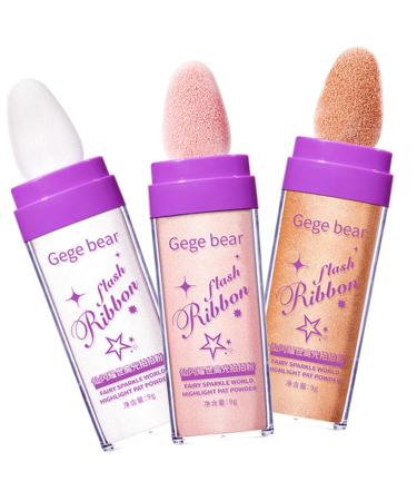 Didiseaon 3pcs Highlight Pat Powder Fairy Highlighter Powder Fairy Highlight Powder Makeup Fairy Powder Highlighter Glitter Makeup Body Three-dimensional Voss Plastic