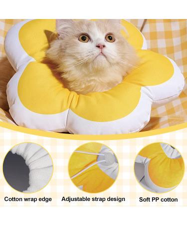 Soft Flower Cat Recovery Collar - Adjustable Anti-Bite Cone for Cat & Kitten - Breathable Waterproof E-Collar - Yellow - Buy Online on GoSupps.com