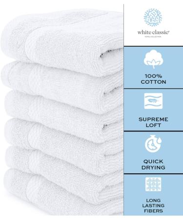 White Classic Luxury Cotton Washcloths - 12 Pack - Hotel Spa Face Towel - Buy Online on GoSupps.com