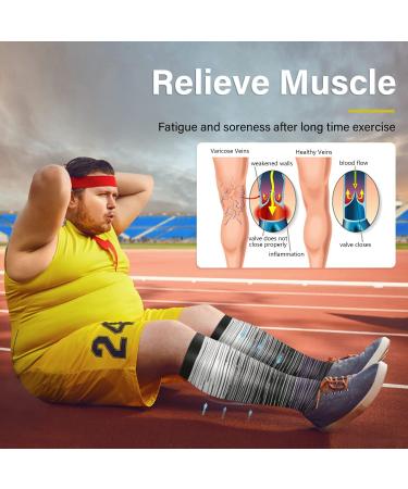 Diu Life 3 Pairs Plus Size Compression Socks - Wide Calf 20-30mmHg Support - XX-Large Blue/Red/Gray - Buy Online on GoSupps.com