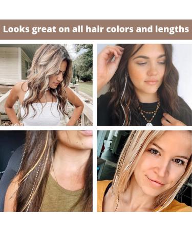 Premium Rooster Feather Hair Extension Kit - Natural Brown & Black/White Grizzly Colors - 20 Individual Extensions - Salon Grade - Includes Beads & Loop Tool - Buy Online on GoSupps.com