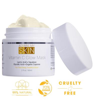 Vitamin C Face Mask | Brightening & Hydrating with Glycolic Acid Lactic Acid & Squalane Oil | Glow & Even Skin Tone | 2oz - Buy Online on GoSupps.com