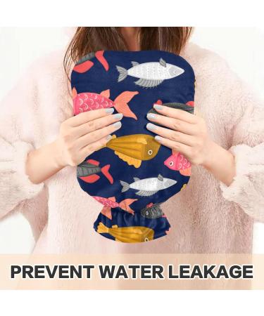 Colorful Abstract Fish Hot Water Bottle BPA Free 1L Pain Relief for Kids & Adults - Perfect Hot Water Bag with Cover - Buy Online on GoSupps.com