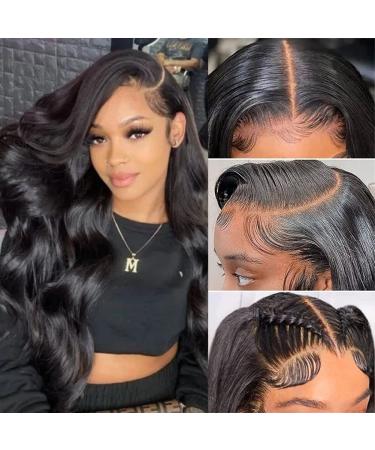 28 Inch Body Wave Lace Front Wigs Human Hair 180 Density 13x4 HD Transparent Lace Frontal Wigs with Baby Hair Pre Plucked Glueless Body Wave Wigs for Black Women Human Hair Bleached Knots 28 Inch 13x4 Body Wave Lace Fron...