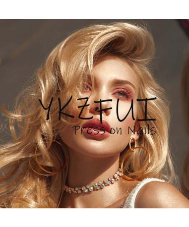 24Pcs Short French Tip Press on Nails - Cute Stars & Rhinestones Designs | Acrylic Fake Nails for Women & Girls | HG-15 Nail Art Decorations - Buy Online on GoSupps.com